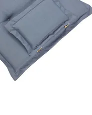 Set mit 6 Stühlen und Sitzkissen AMANTEA Akazienholz Blau_880028