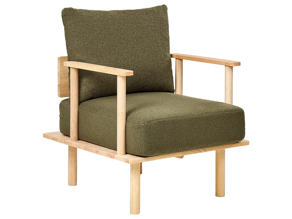 Living Room Set 3 Seater ASKER Boucle Dark Green_932683