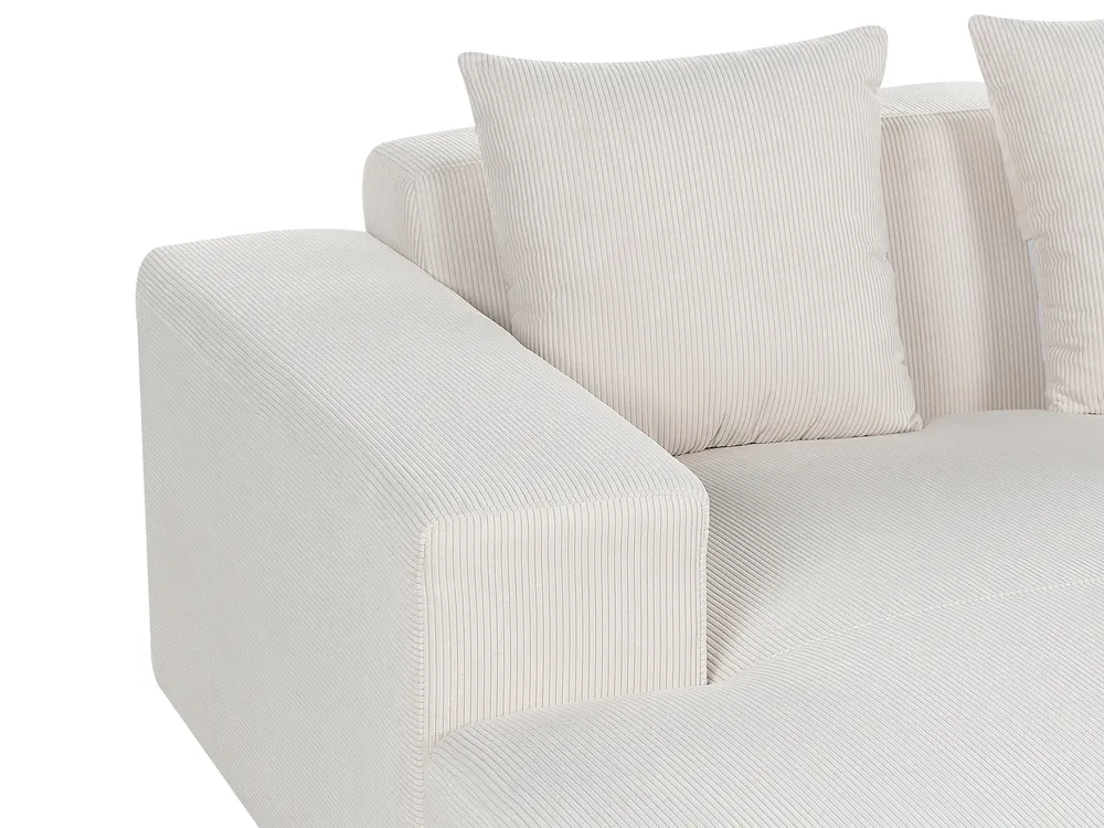 Corner Sofa 4 Seater LUNGO with Ottoman Corduroy Off-White Right Hand_898437