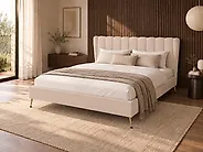 Bett mit Lattenrost Samtstoff MIRIBEL 180 x 200 cm Beige_1183055