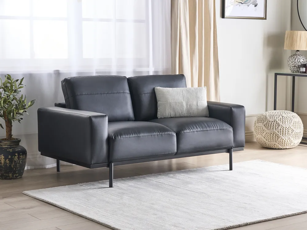 Sofa 2-Sitzer SOVIK Kunstleder Schwarz