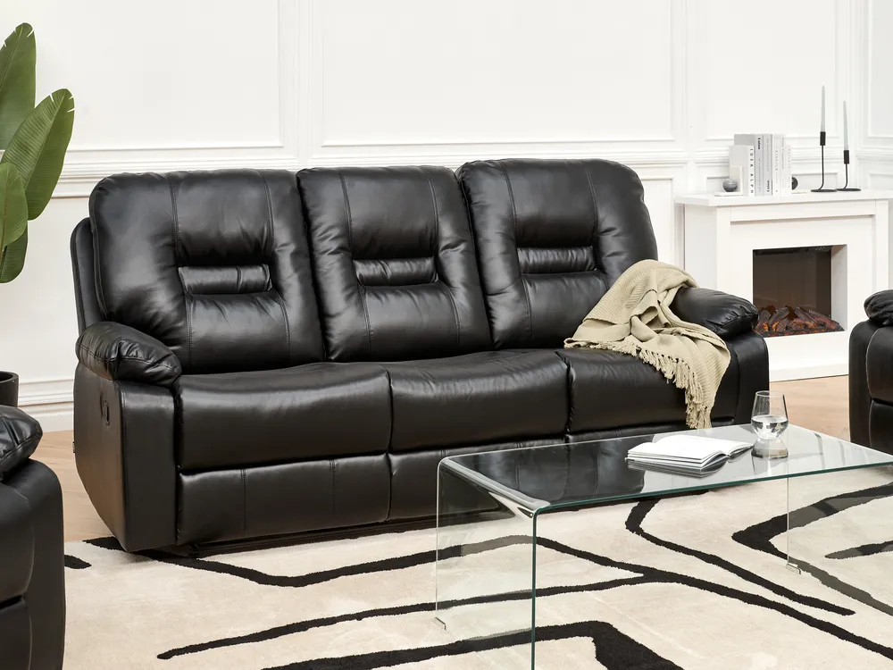 Sofa Set manuell verstellbar 6-Sitzer BERGEN Kunstleder Schwarz_1060558