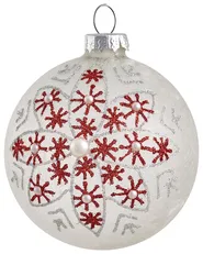Set of 50 Baubles SNOWFLAKE Glass Red/ White_1028048
