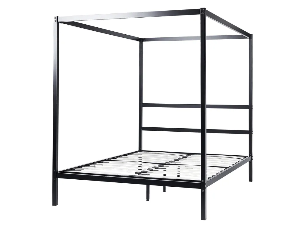 Four Poster Bed Metal LESTARDS 160 x 200 cm (EU King Size) Black_863406