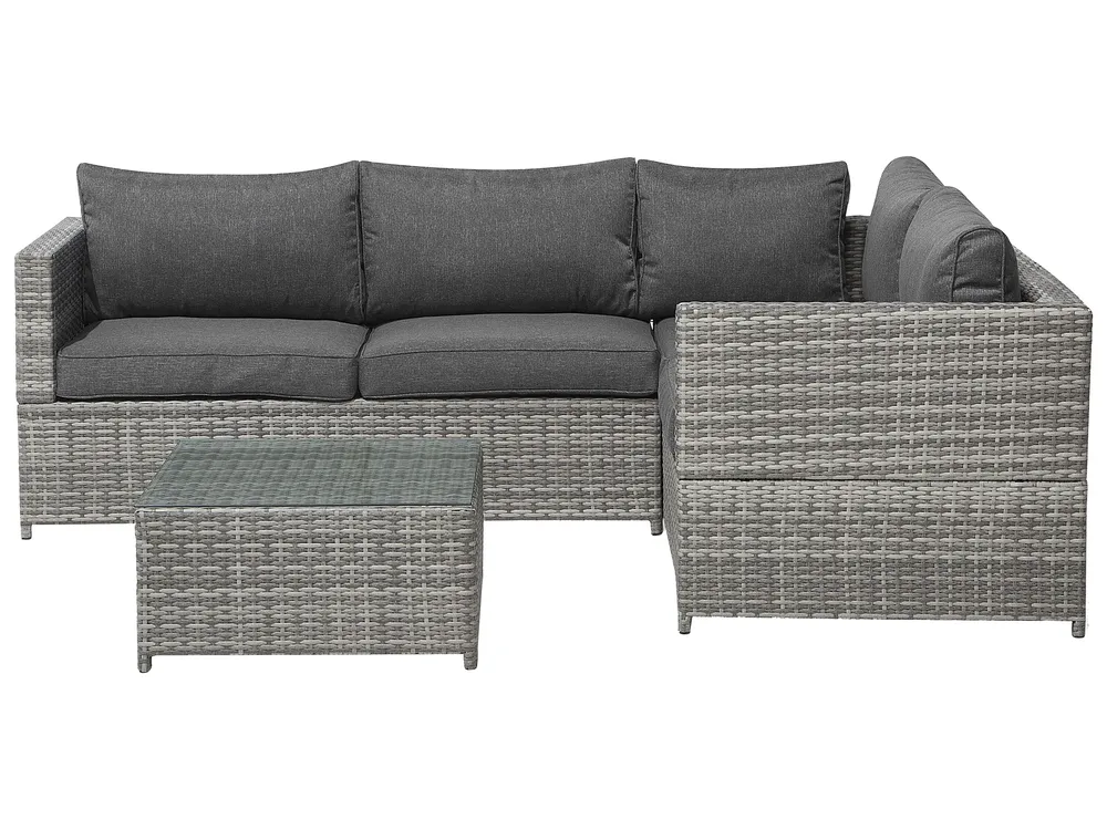 Garten Ecksofa mit Tisch 4-Sitzer AVOLA Polyrattan Grau linksseitig