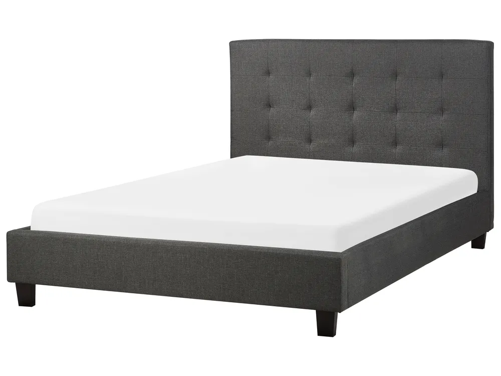 Bett mit Lattenrost Stoff LA ROCHELLE 140 x 200 cm Dunkelgrau