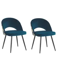 Esszimmerstuhl 2er Set VIVIAN Samtstoff Seeblau_774132