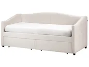 Daybed with Storage VITTEL Fabric Light Beige 90 x 200 cm (EU Single)_876414