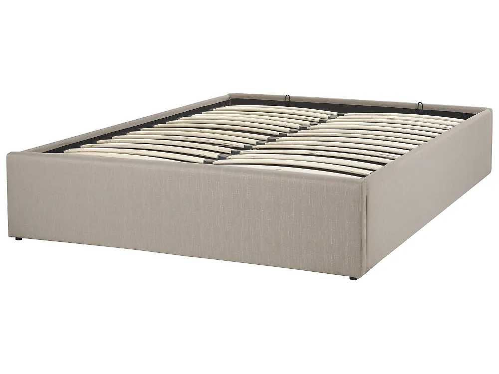 Ottoman Bed without Headboard DINAN Fabric Taupe 120 x 200 cm (EU Small Double)_1187469