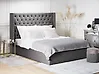 Bett mit Stauraum LUBBON Samtstoff Grau 180 x 200 cm