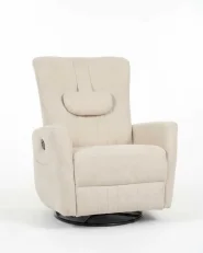 Schaukel-Fernsehsessel REA drehbar Chenillegewebe Hellbeige_1170150