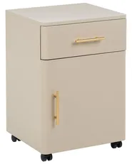 Nachttisch mit 1 Schublade OMBURA Metall Beige_1082285