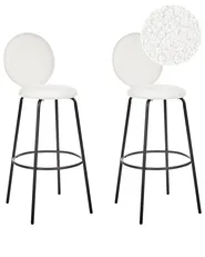 Set mit 2 Barstühlen EMERY Bouclé Weiß_913929