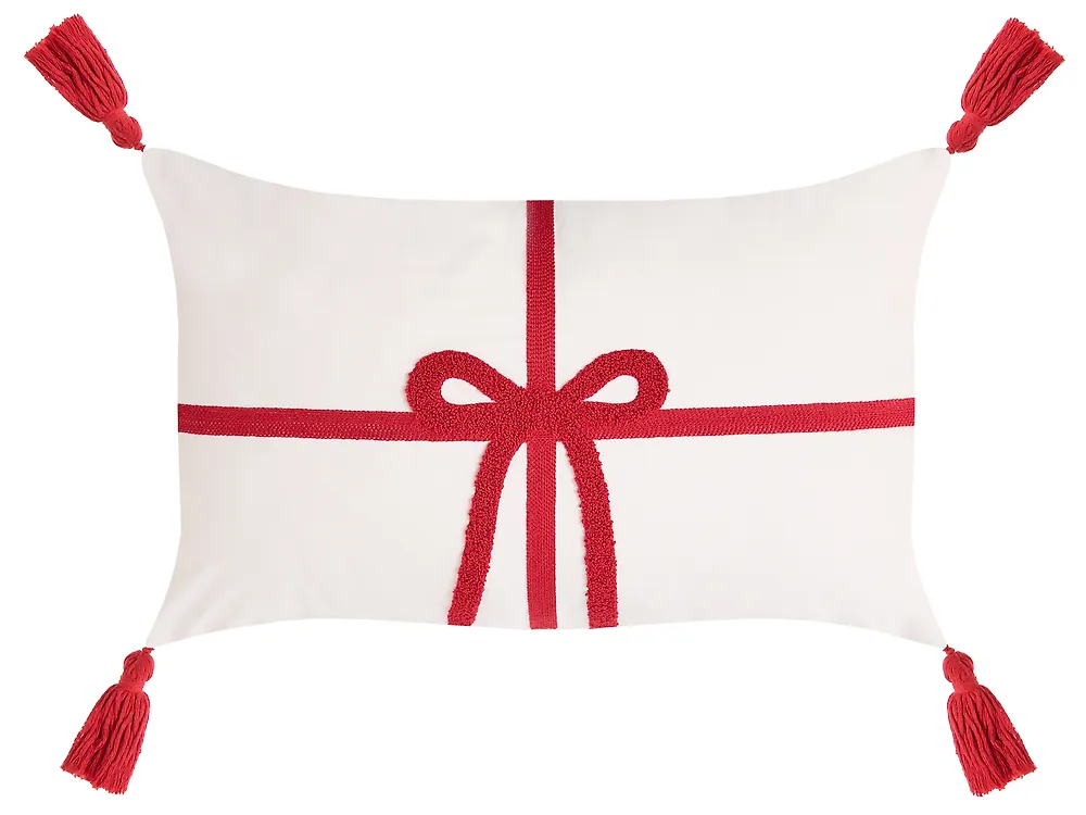 Set van 3 sierkussens XAVIA 30 x 50 cm 45 x 45 cm Wit kerstmotief_1164606
