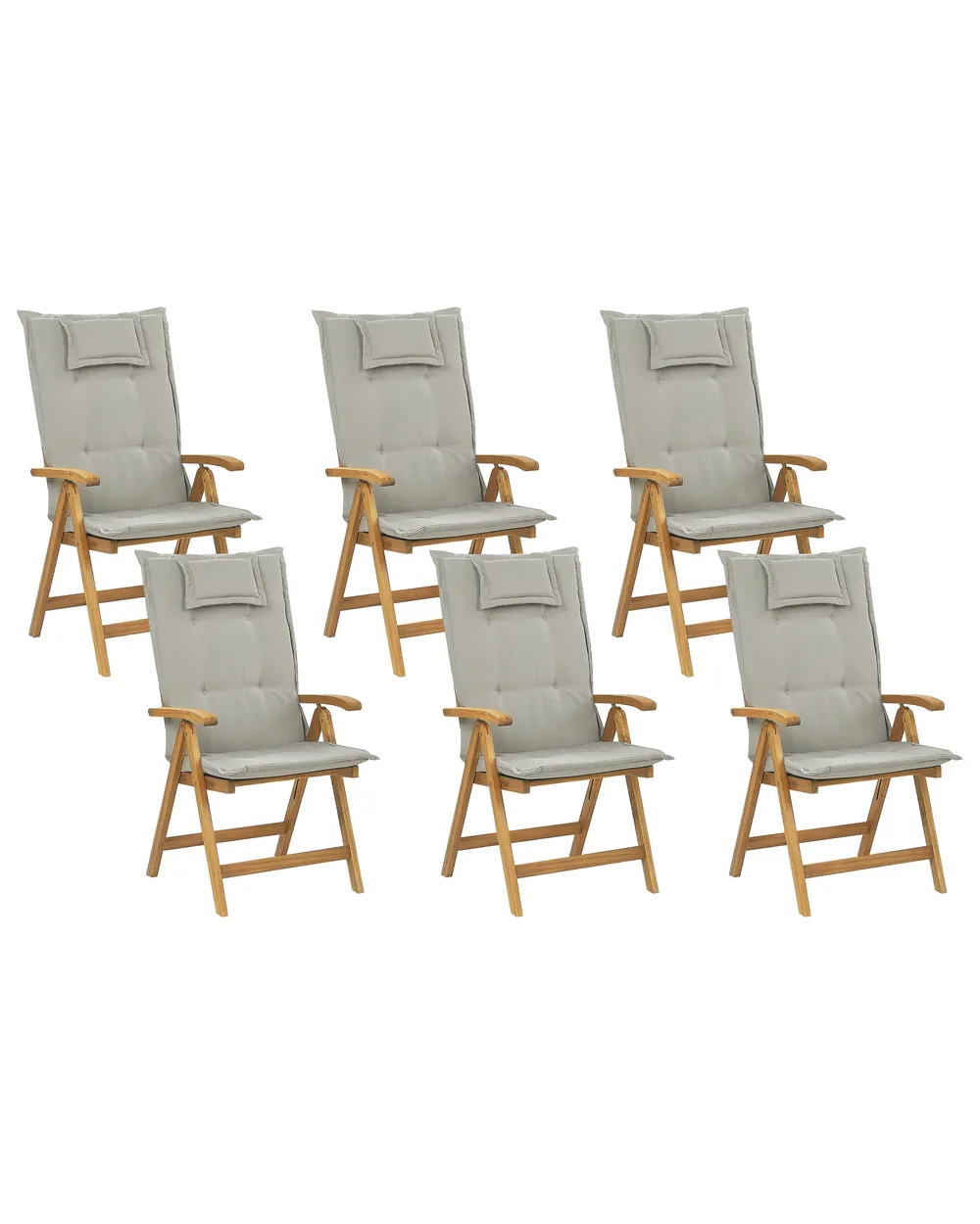 Set mit 6 Stühlen und Sitzkissen JAVA Akazienholz Taupe