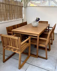 Gartenmöbel Set mit Servierwagen 8-Sitzer SASSARI II zertifiziertes Akazienholz Hellbraun_1005199