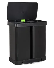 Double Pedal Waste Bin 60 L ECOSORT Metal Black_992821