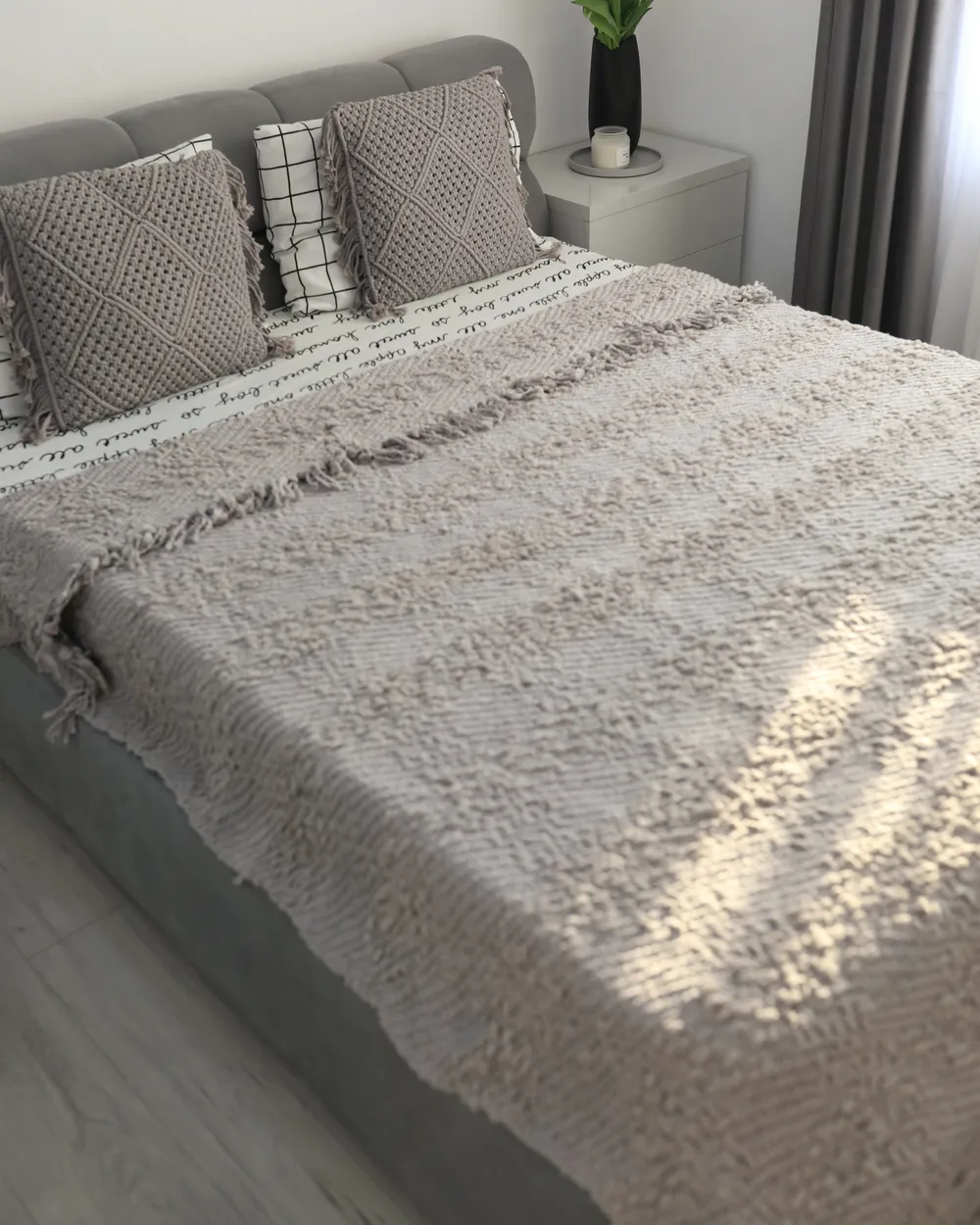 Dekokissen 2er Set BESHAM 45 x 45 cm Baumwolle Grau Geometrisches Muster_981237