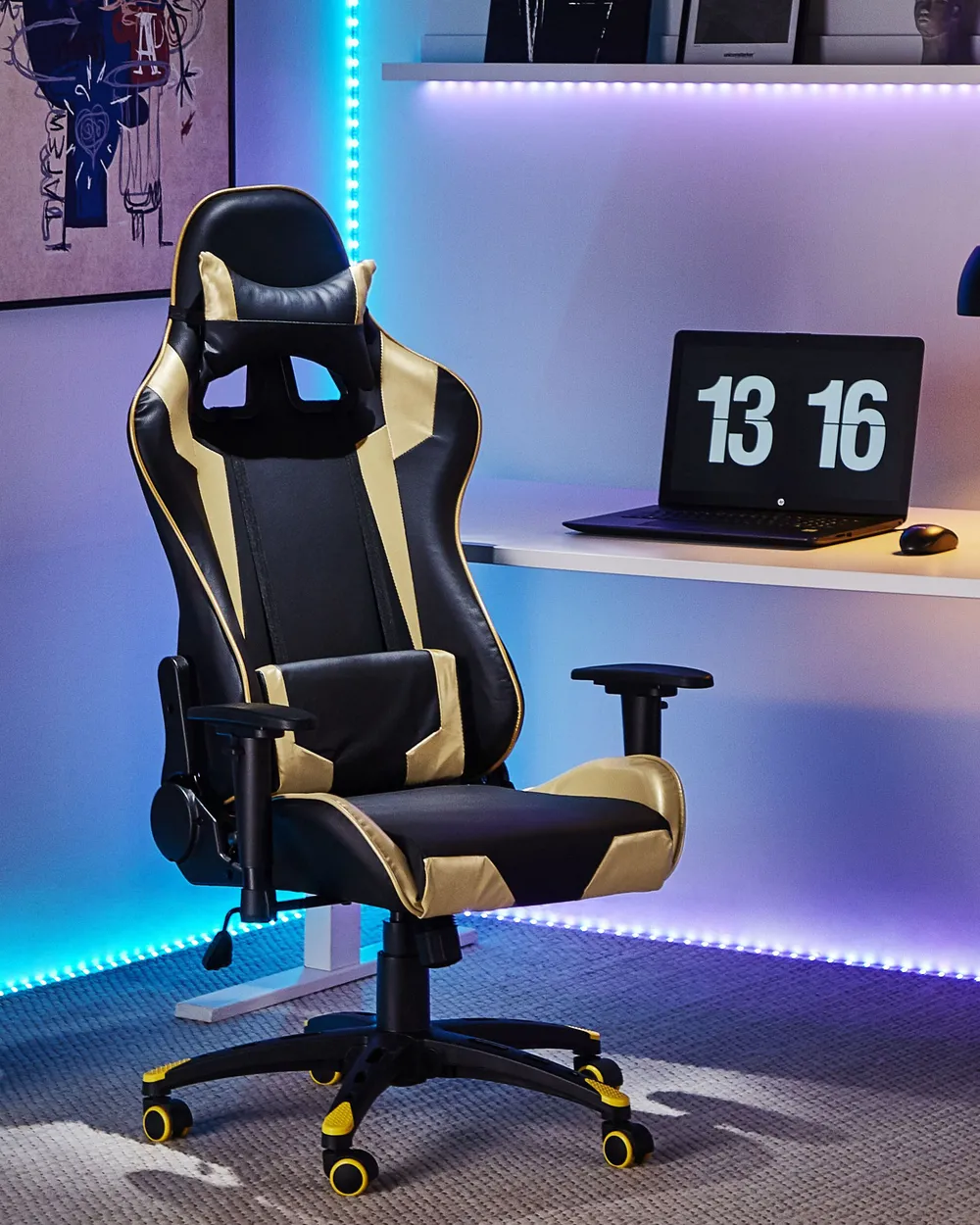 Gaming Stuhl KNIGHT Kunstleder Gold