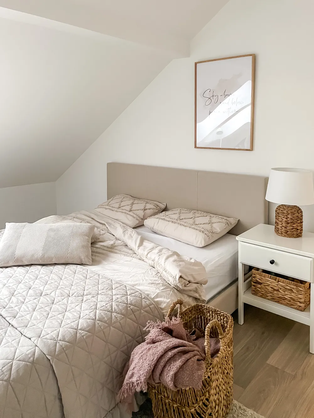 Bett mit Lattenrost Stoff ALBI 160 x 200 cm Beige_817570