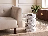 Miza za shranjevanje BIVONGI 30 cm 30 cm Beli marmor_1192733