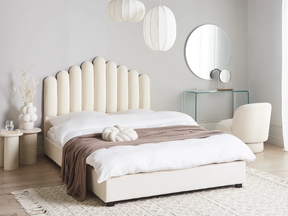 Wasserbett Samtstoff VINCENNES 140 x 200 cm Cremeweiß