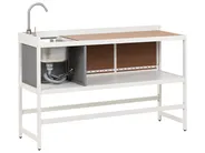 3 Piece Outdoor Kitchen Set with Sink ORTISEI White Metal_983934