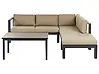Garden Corner Sofa with Table 5 Seater MESSINA Metal Sand Beige Left Hand