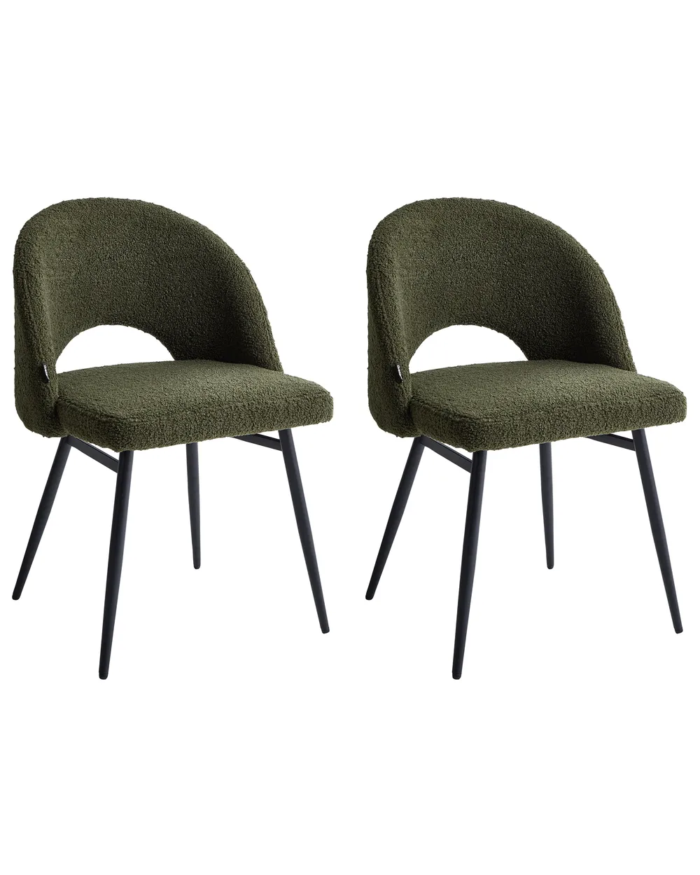Set of 2 Dining Chairs ONAGA Boucle Dark Green_1022396