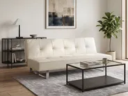 Sofa Bed 3 Seater DERBY Faux Leather Off-White_1085470