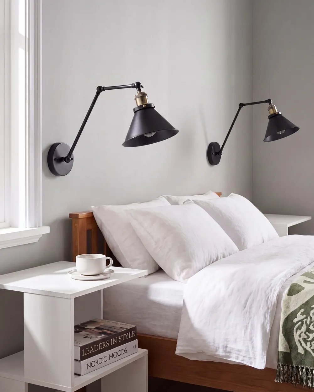 Set of 2 Wall Lamps NARVA Adjustable Metal Black_1149291
