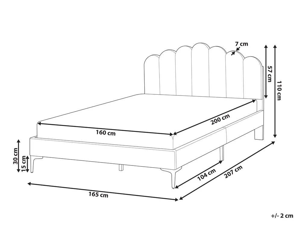Bett mit Lattenrost Samtstoff SAUVIAN 160 x 200 cm Taupe_1014558