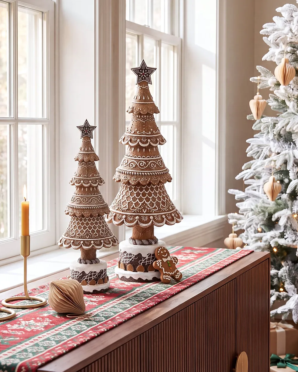 Set of 2 Christmas Decorations KOPPELO 33/42 cm Christmas Tree Brown