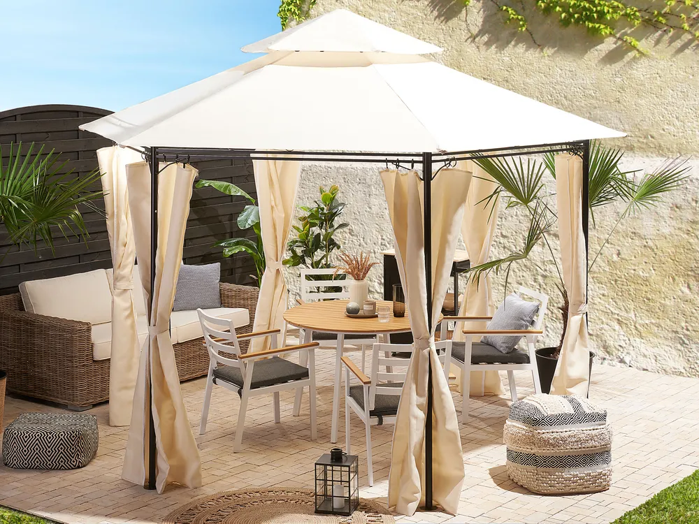 Gazebo PORTEL 350 cm 350 cm Metal Beige