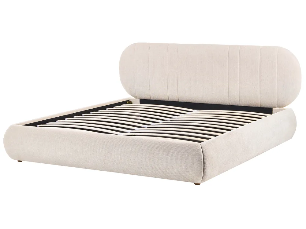 Bett mit Stauraum CAMPAN Stoff Hellbeige 180 x 200 cm_1056315