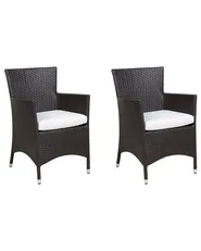 Set mit 2 Stühlen und Sitzkissen ITALY Polyrattan Dunkelbraun_763402