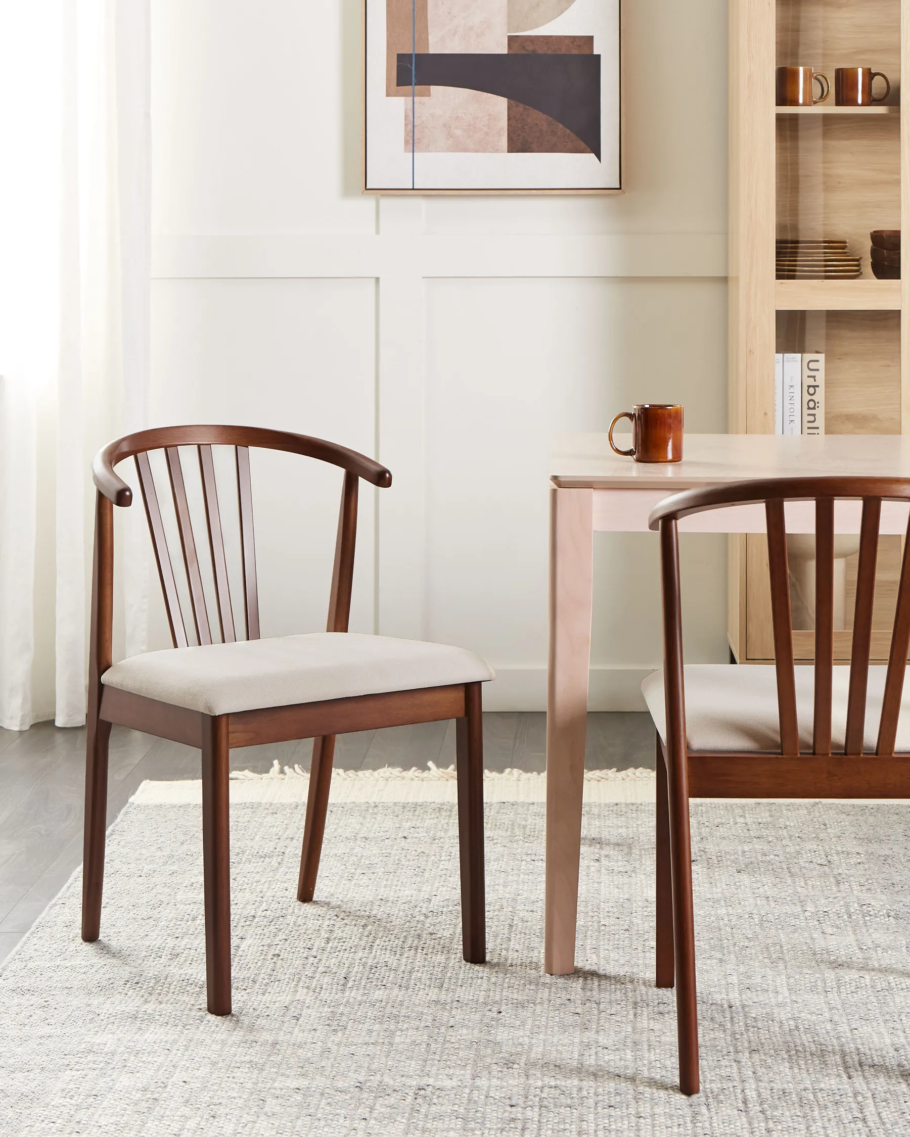 Esszimmerstuhl 2er Set CRAIG Holz Dunkelbraun / Beige_926548