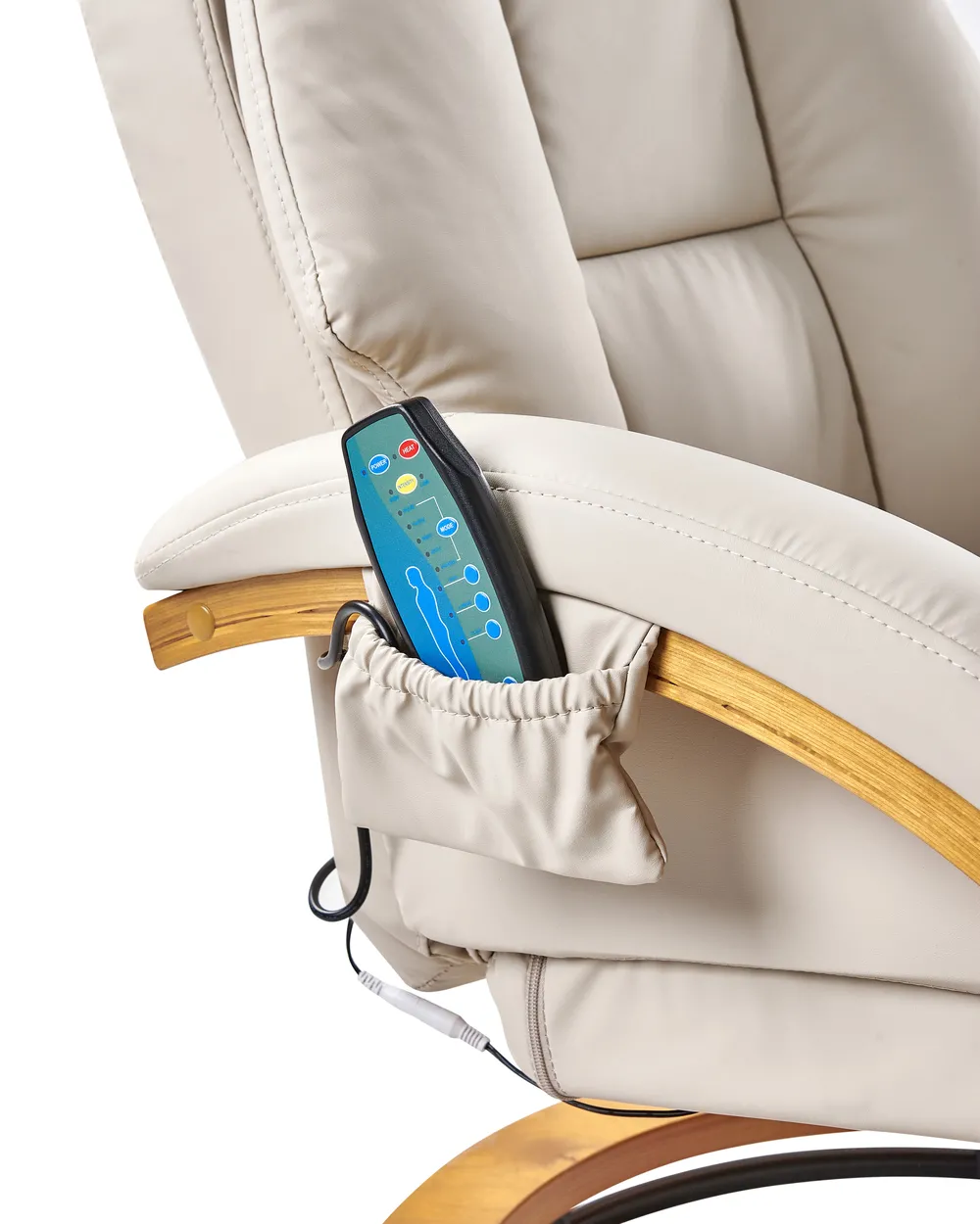 Massage Chair FORCE with Footstool Faux Leather Light Beige_965025