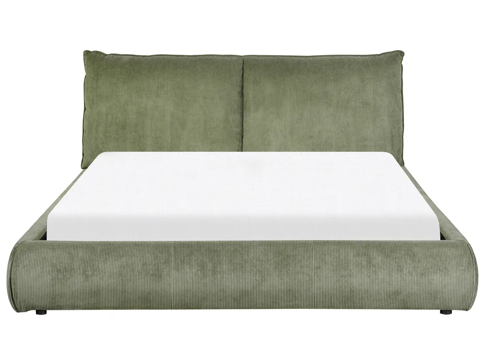 Bed Corduroy VINAY 160 x 200 cm (EU King Size) Olive Green_879985