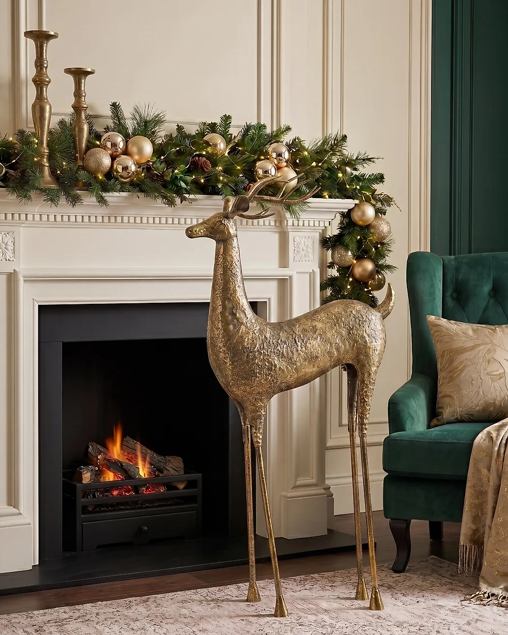 Freistehende Weihnachtsdekoration PELLO 126 cm Rentier Gold_1178084