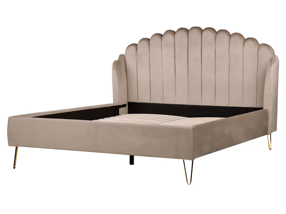 Bett mit Lattenrost Samtstoff AMBILLOU 160 x 200 cm Taupe_902472