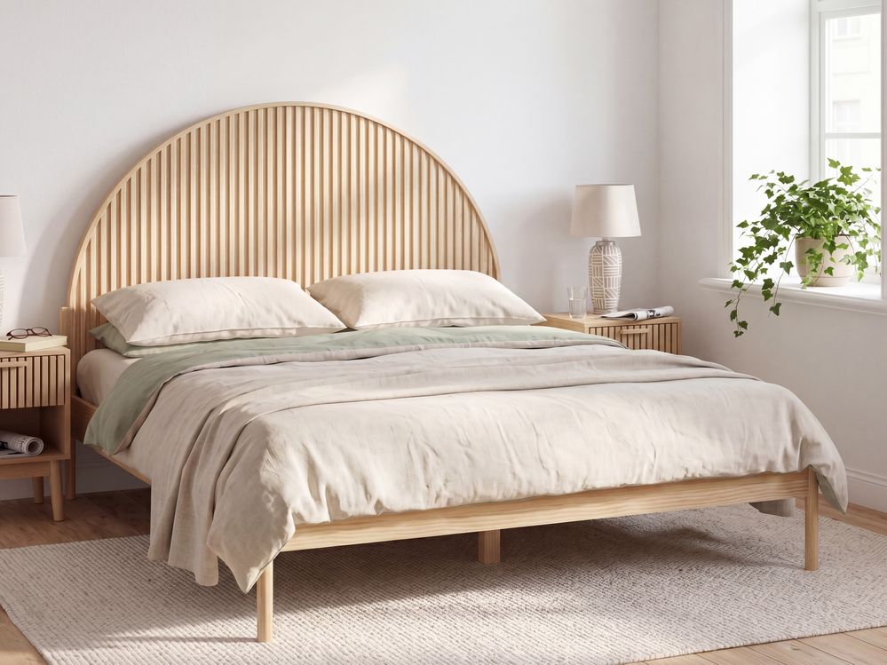 Bed Dennenhout MASCORTEL 180 x 200 cm Lichtbruin