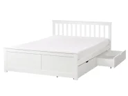 Lit avec 2 tiroirs OLENDON Bois de pin Blanc 140 x 200 cm_954759