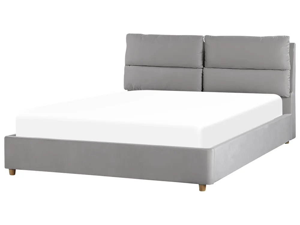 Bett mit Stauraum BATILLY Samtstoff Hellgrau 160 x 200 cm_830157
