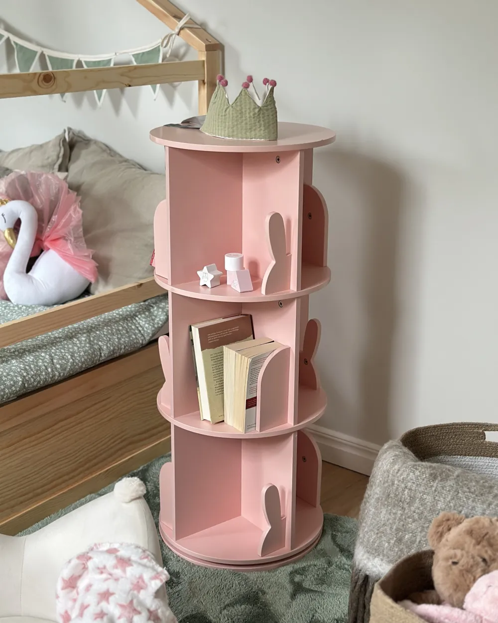 Drehbares Bücherregal CANEY 94 cm Pastellrosa