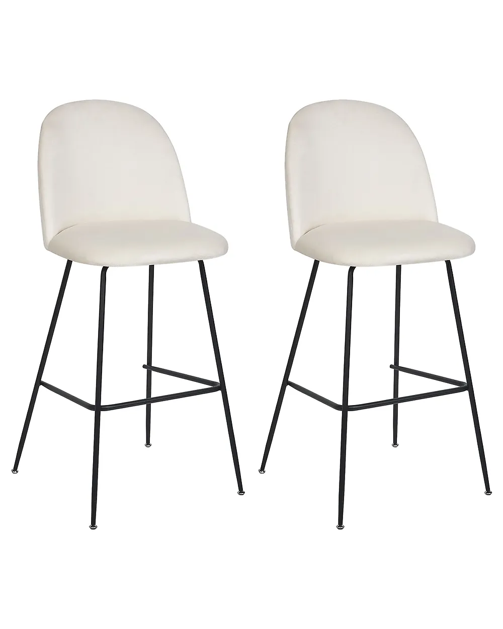 Set of 2 Bar Chairs ARCOLA Velvet Off-White_1185023