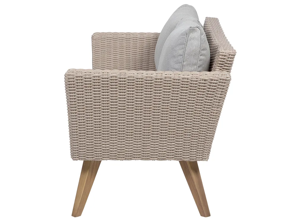 Lounge Set mit Tisch 4-Sitzer VITTORIA Polyrattan Grau_744949