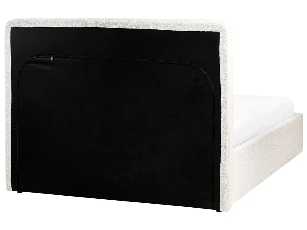 Krevet s prostorom za pohranu BRENON Buklé Krem bijela 140 x 200 cm_1055933
