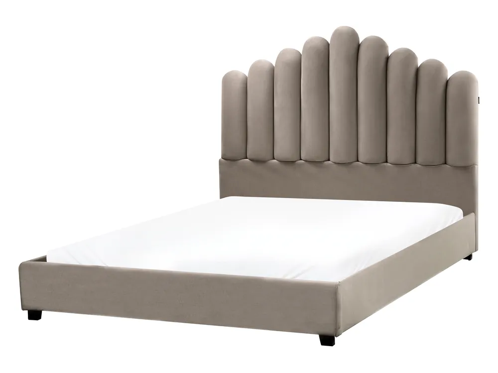 Bett mit Lattenrost Samtstoff VINCENNES 140 x 200 cm Taupe