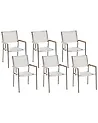Set of 6 Garden Chairs GROSSETO Stainless Steel White